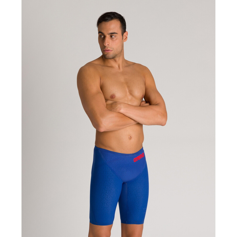 (22) Arena Race Swimming Jammers Powerskin Carbon Glide Swim Shorts in Ocean Blue