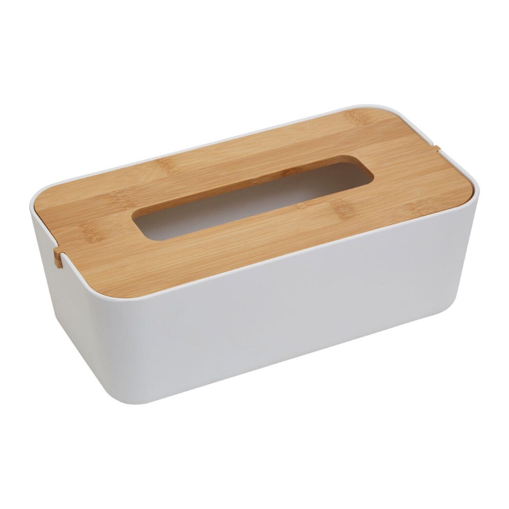 Premier Housewares Canyon White Bamboo Fibre Tissue Box