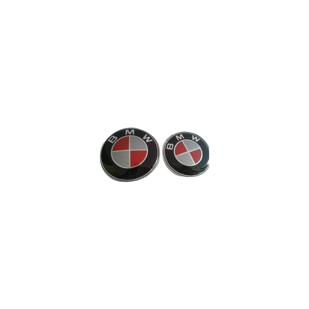 Carbon Fibre Bmw Hood Bonnet Badge Emblem 82Mm Red/White 5060951051709