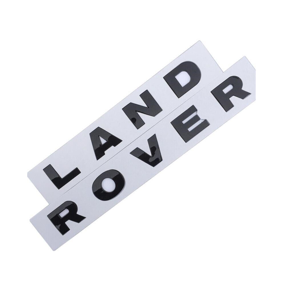 Gloss Black LAND ROVER Front And Back Grill Bonnet Badge Emblem Lettering