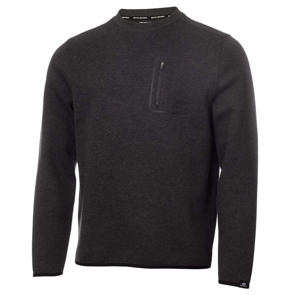 (S, Charcoal Marl) DKNY Mens 2022 Hudson Tech Soft Feel Cotton Blend Stretch Sweater