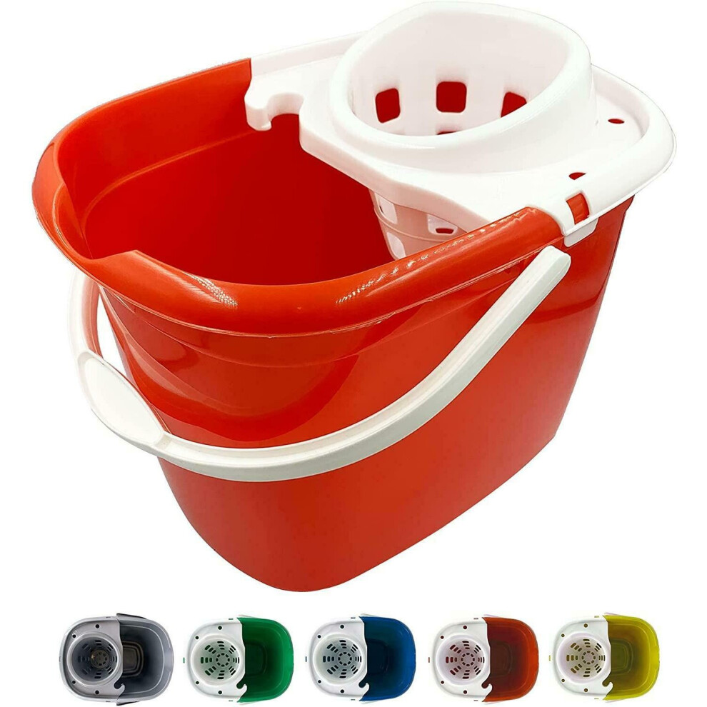 12L Mop Bucket Wringer Floor Mopping Industrial Cleaning Home Red