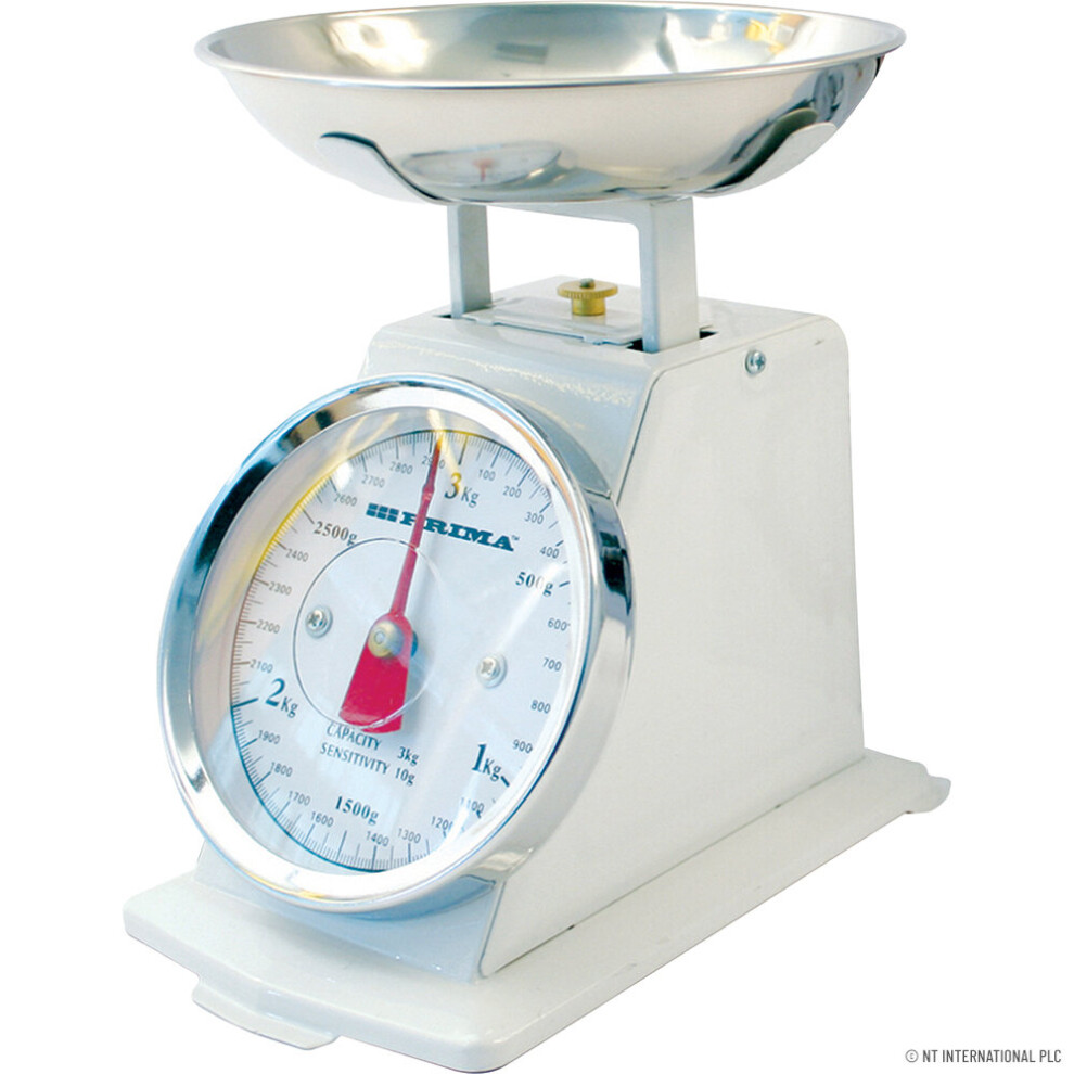 3kg Cream Mechanical Kitchen Scales Traditional Retro Scales With Bowl