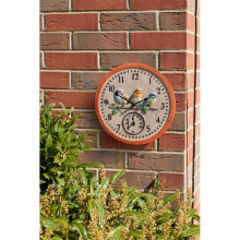 Smart Garden Birdwood Wild Bird Robin Blue Tit Outdoor Clock Thermometer 5164011