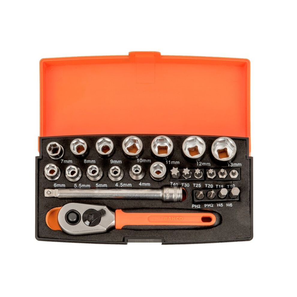 Bahco 25pc Socket Set - 1/4 Inch Drive
