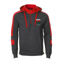 (L) Mens Wales Cymru Welsh 1/4 Zip Grey Hoodie Hoody Top Embroidered Design