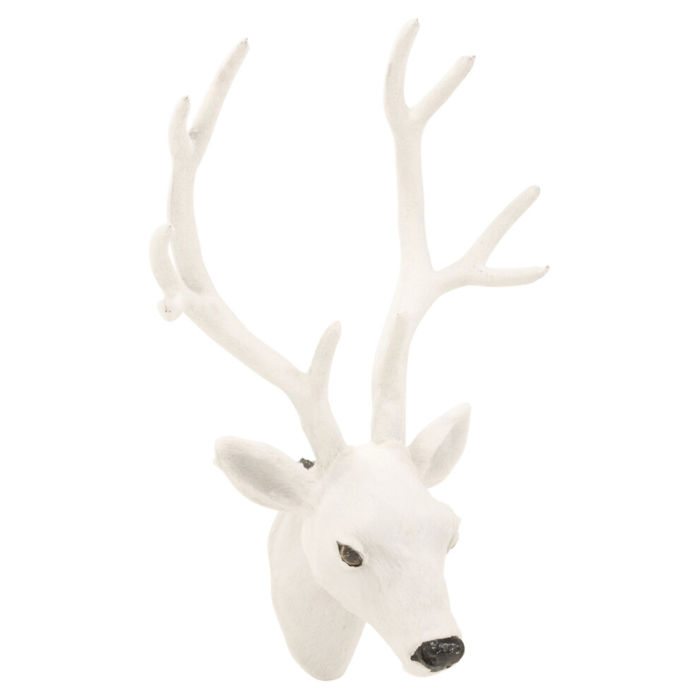 (White, Small) Reindeer Head Decoration Deer Antler Christmas