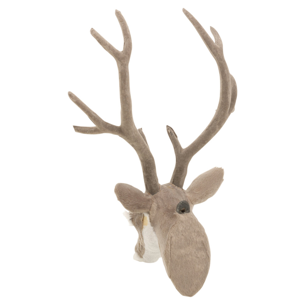 (Grey, Small) Reindeer Head Decoration Deer Antler Christmas