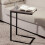 Direct Online Houseware Metal C Shaped Side Table Black Powder Coating Rustic Top 1