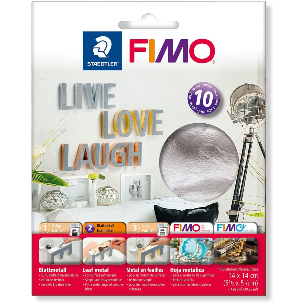 STAEDTLER Fimo Leaf Metal, 10 Sheets in Cardboard Envelope 8781 Silver