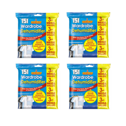 12x Hanging Wardrobe Dehumidifier Bags Small Moisture Trap Crystals