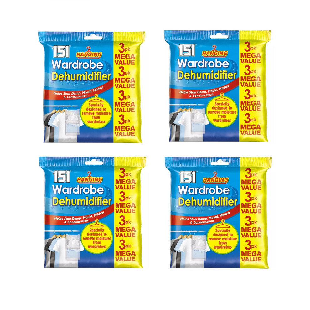 12x Hanging Wardrobe Dehumidifier Bags Small Moisture Trap Crystals