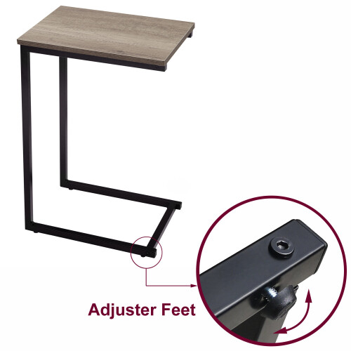 Direct Online Houseware Metal C Shaped Side Table Black Powder Coating Rustic Top 2