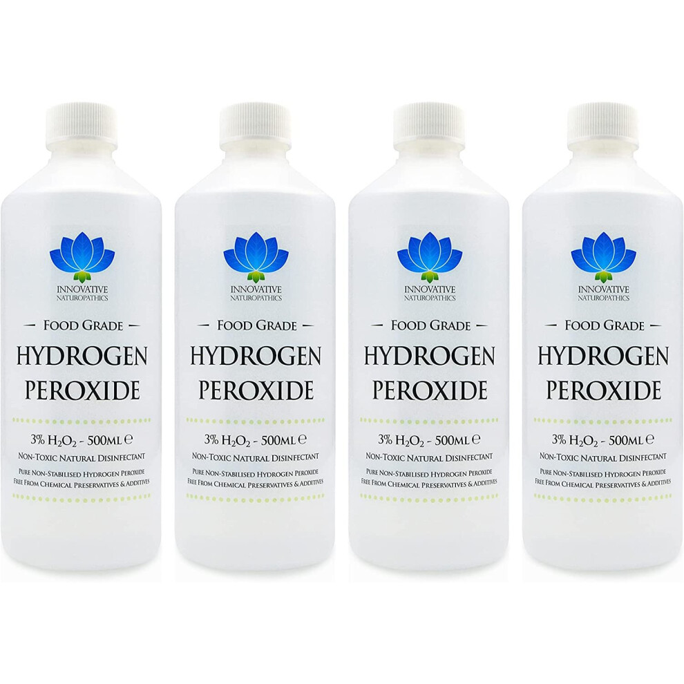 Food Grade Hydrogen Peroxide - Purest Grade 3% - 2 litres (4 x 500ml)