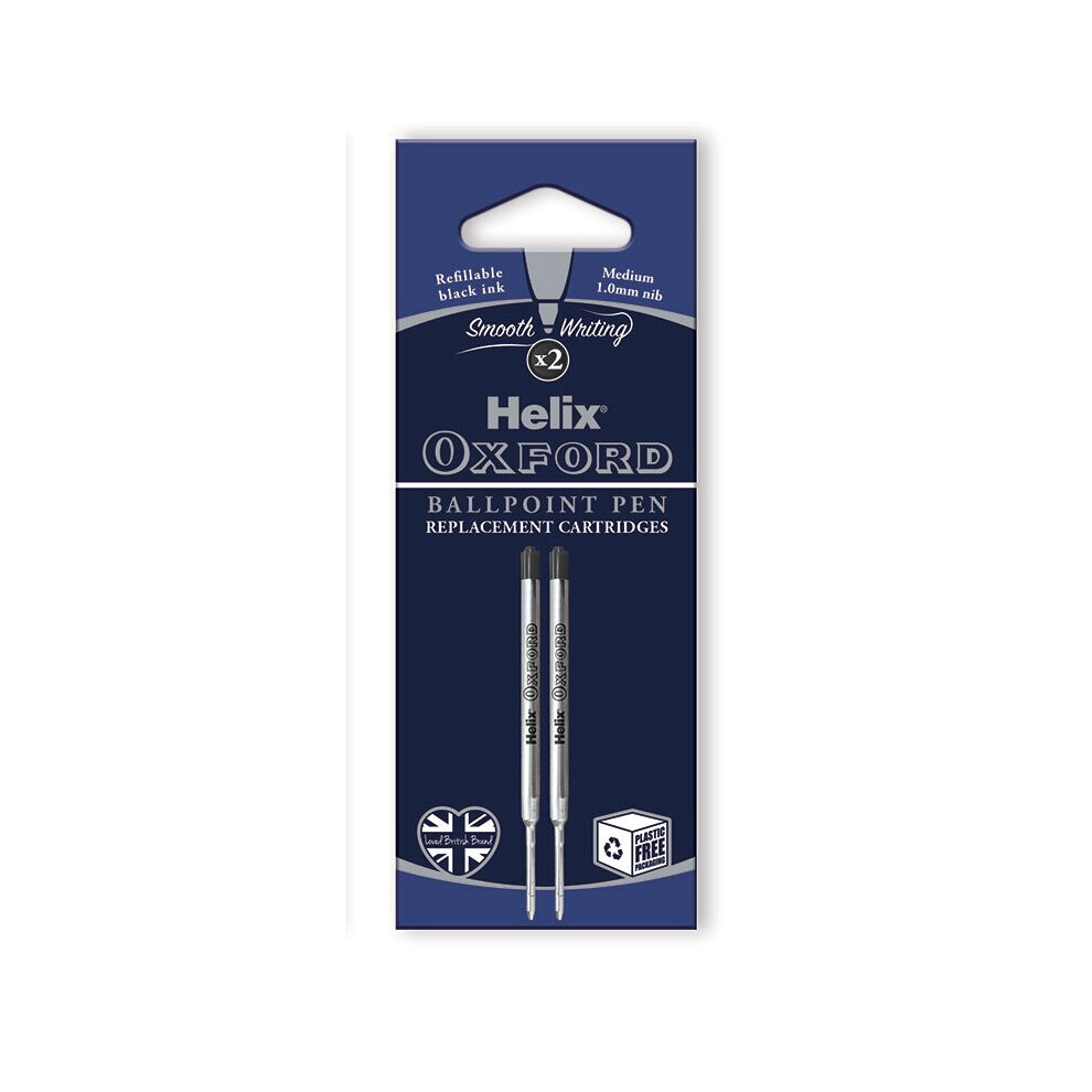 Helix Oxford Ballpoint Pen Refills (Pack of 2) - Black Ink