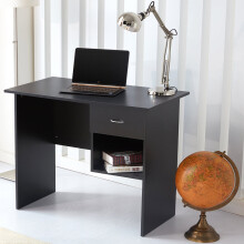 RayGar Computer Desk with Drawer and Open Storage Space for Home and Office - Black