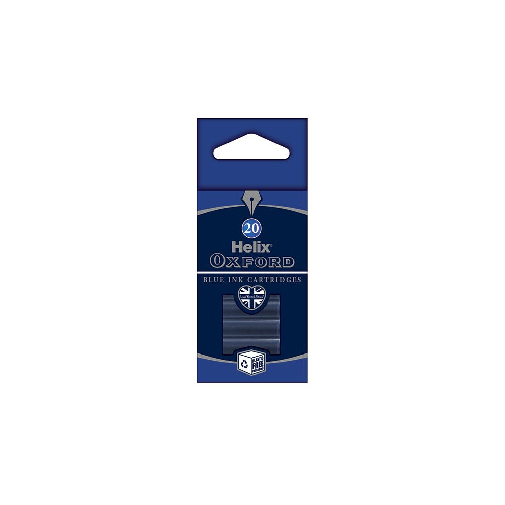 Helix Oxford 219820 Ink Cartridges - Blue (Pack Of 20)