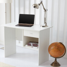 RayGar Computer Desk with Drawer and Open Storage Space for Home and Office - White