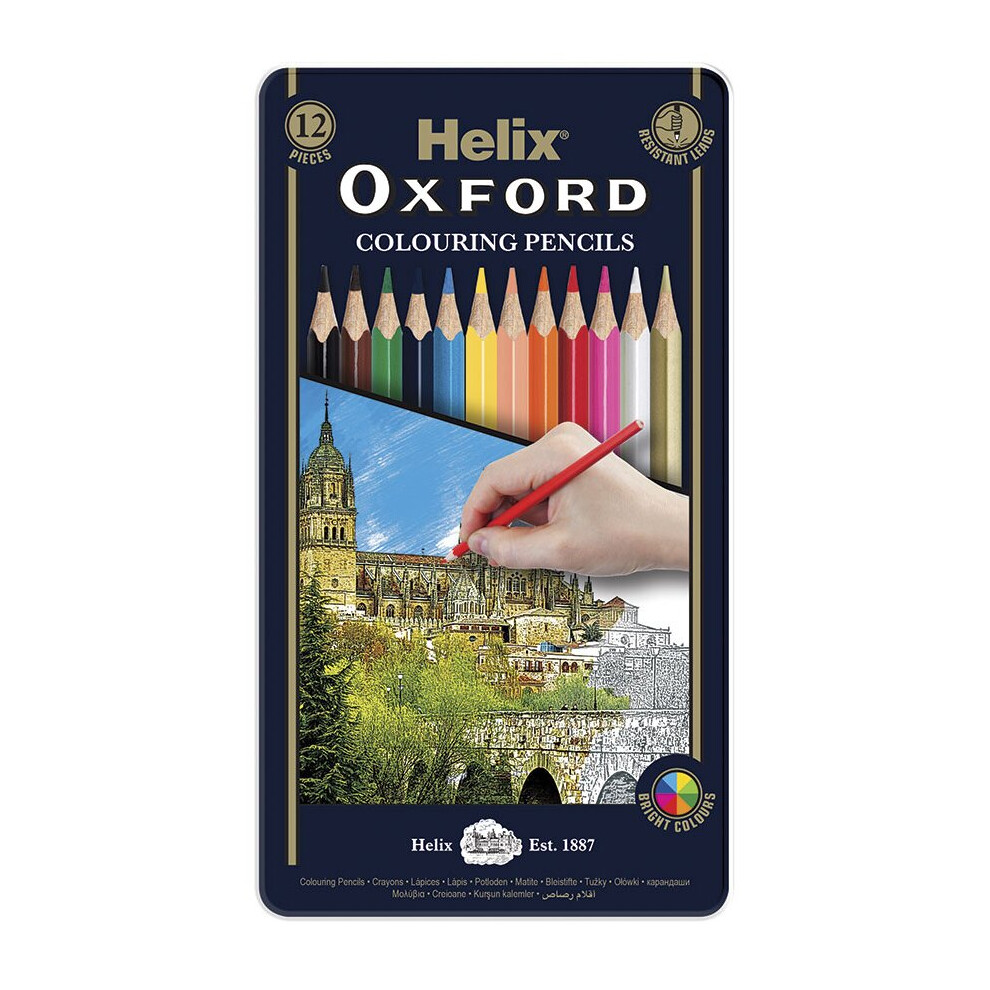 Helix Oxford Colouring Pencils in Metal Tin (Pack of 12)