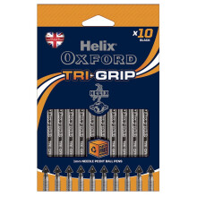 Helix Oxford Tri-Grip Ballpoint Pens (x10 Pack Black Ink)