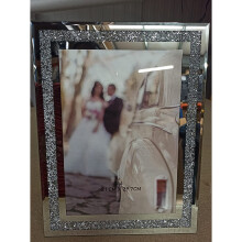(A4) Crushed crystals photo frame silver mirrored
