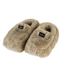 Warmies Luxury Lavender Scented Faux Fur Microwaveable Slippers - Latte