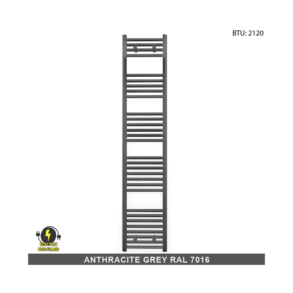 (300 X 1700Mm (H)) Anthracite Electric Bathroom Towel Rail Radiator 9028009413394
