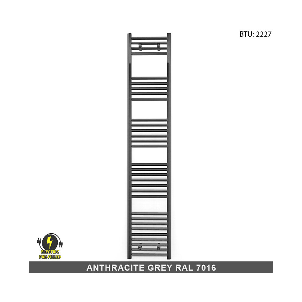 (300 X 1800Mm (H)) Anthracite Electric Bathroom Towel Rail Radiator 9028009413400