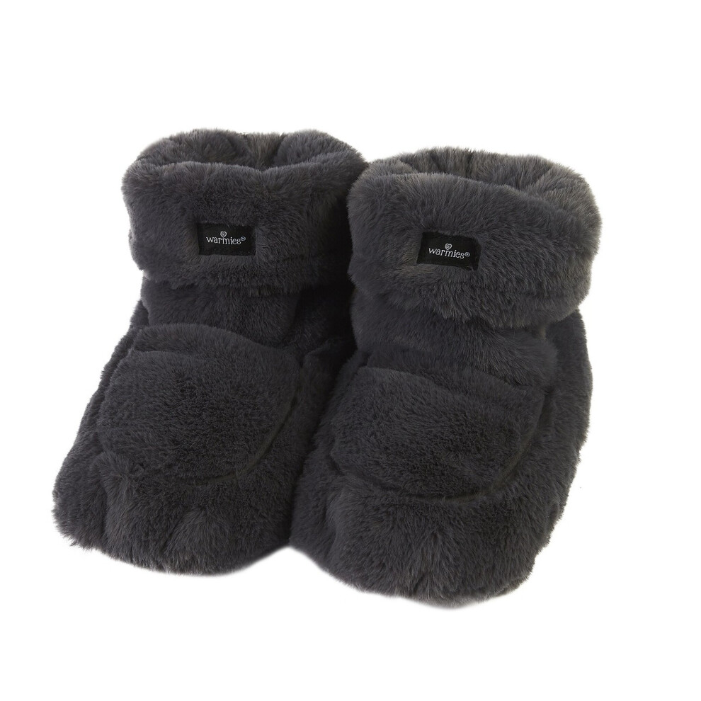 Warmies Lavender Scented Faux Fur Microwaveable Slipper Boots - Steel