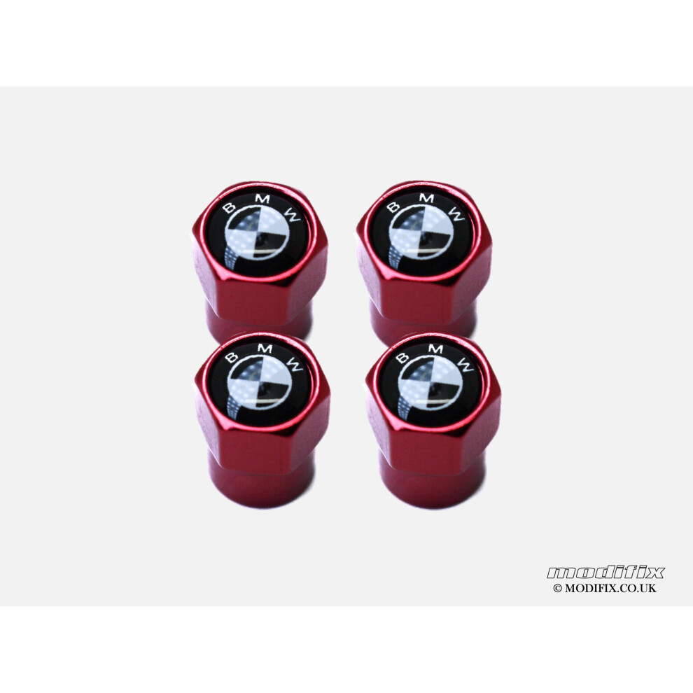 modifix-co-uk 4pcs BMW Tyre Dust Screw Cap Valves Red Burgundy