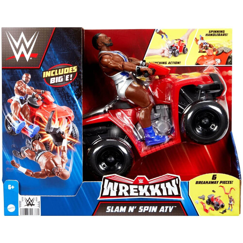 WWE Veículo Mattel WWE Wrekkin Slam N Spin ATV com Figura Big E de 6 Polegadas 1