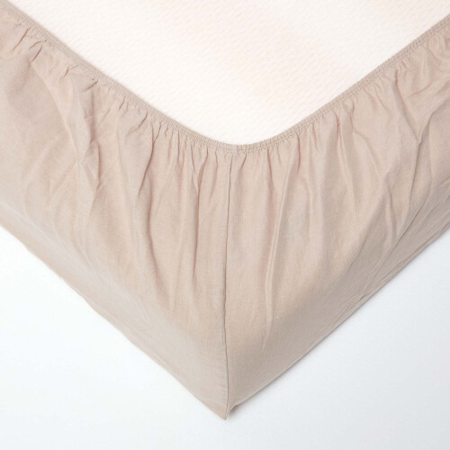 Homescapes (Natural, Single) Linen Deep Fitted Sheet 1