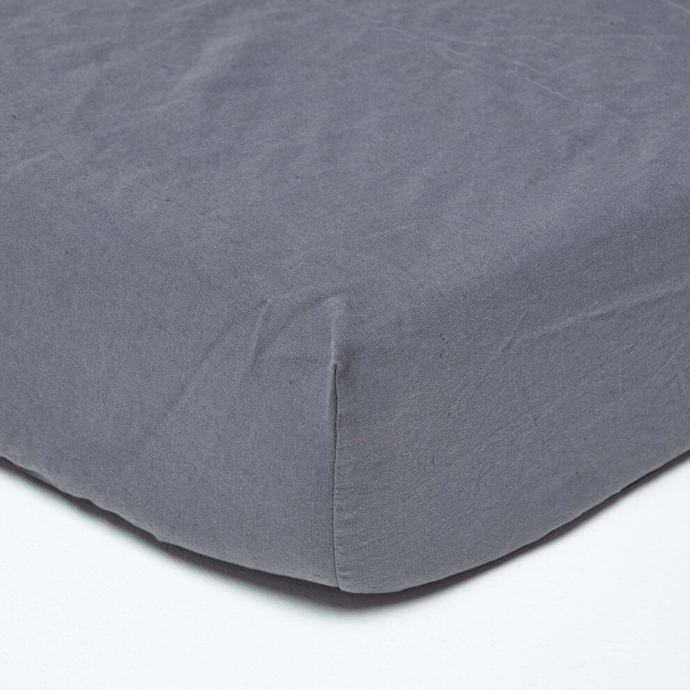 (Dark Grey, Super King) Linen Deep Fitted Sheet