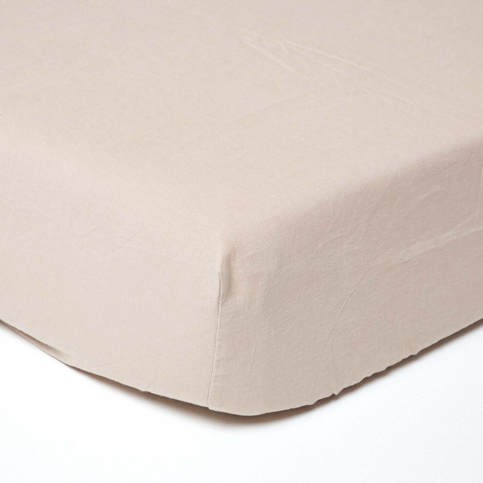 Homescapes (Natural, Single) Linen Deep Fitted Sheet 90Cm