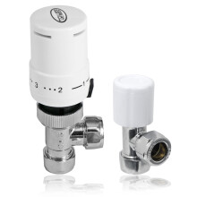 Tower TRVPACK Thermostatic Radiator Valve Set with Lockshield, 10-15mm, White TRV Head, 7C-28C Range (Code 05-VCH-418)