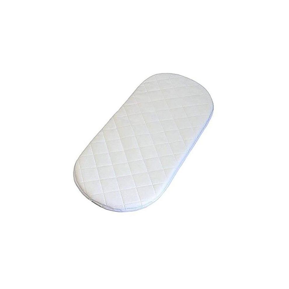 (66 x 30 x 3 cm ) Quilted Moses Basket Pram Mattress Soft Breathable Oval Shaped All UK Sizes