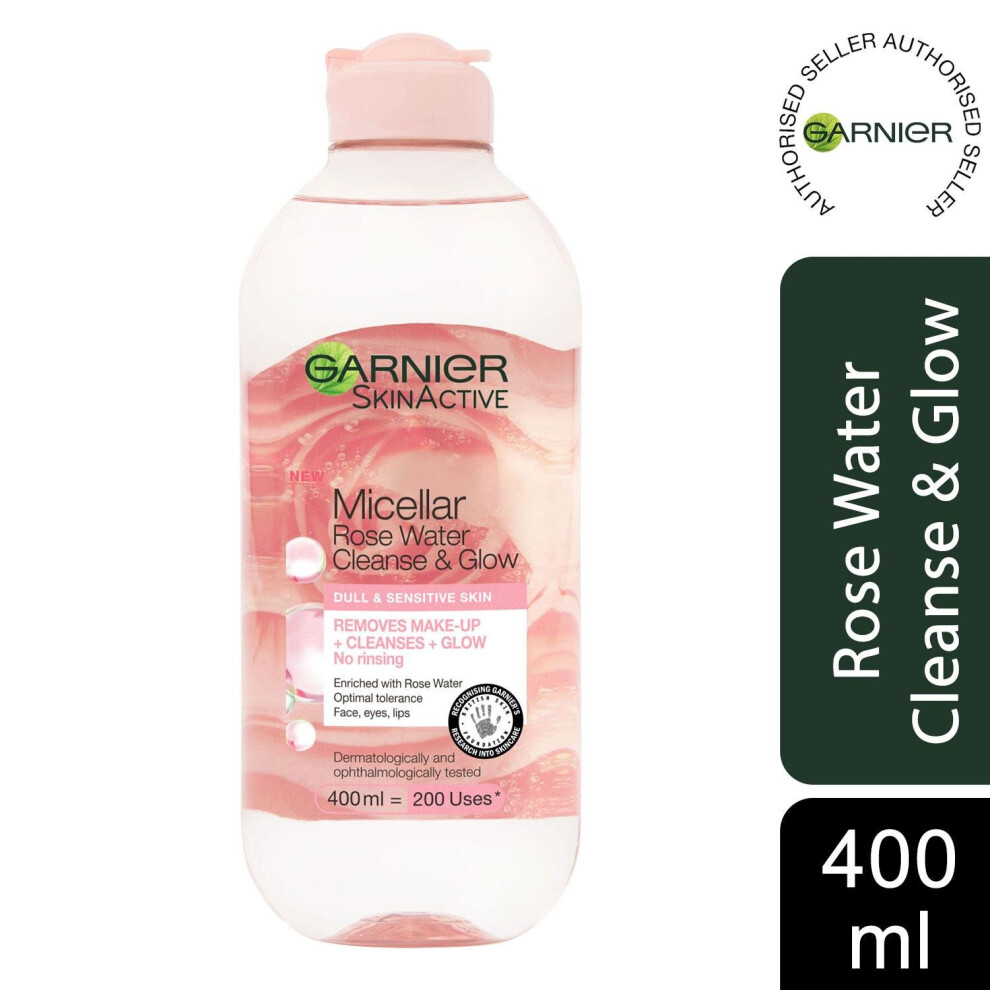 Garnier Micellar Rose Water Cleanse & Glow For Dull 400Ml