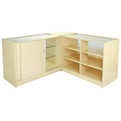 Retail Counter Maple Shop Display Storage Cabinets Lockable Showcase Aquarius 2