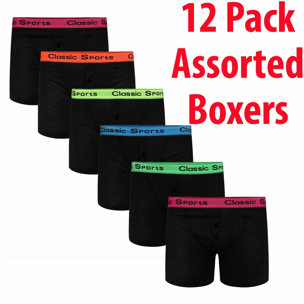 (Neon 12 Pack, XL) Mens Neon Boxers Classic Sports Soft Cotton Shorts