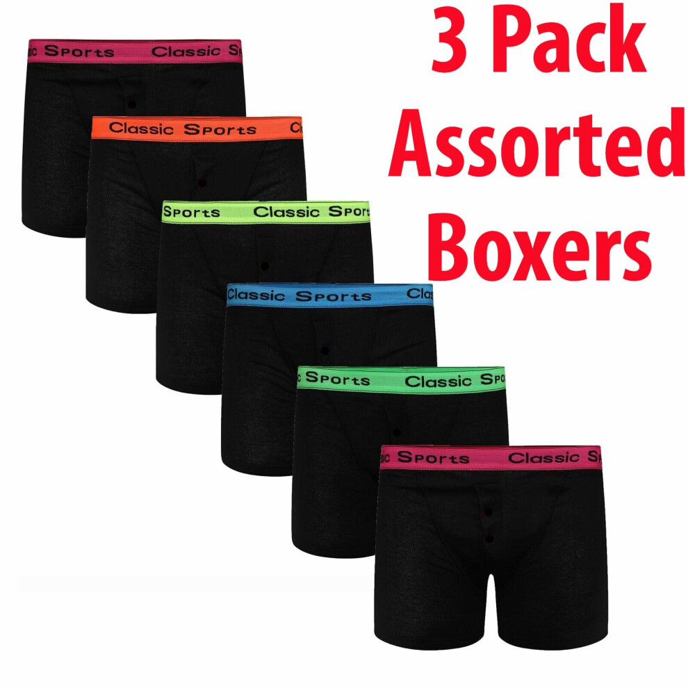 (Neon 3 Pack, 2XL) Mens Neon Boxers Classic Sports Soft Cotton Shorts