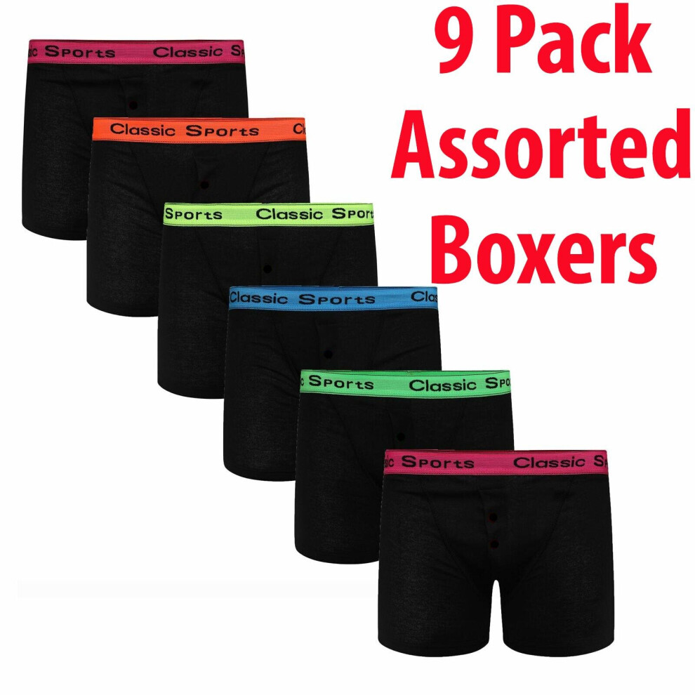 (Neon 9 Pack, XL) Mens Neon Boxers Classic Sports Soft Cotton Shorts