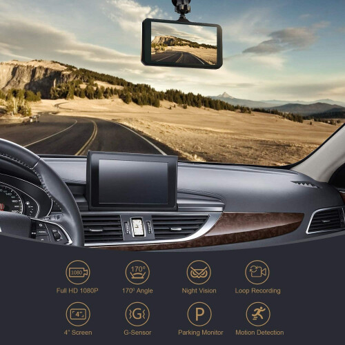 Car Dash Camera Front And Rear HD Security Cam 4" Touchscreen 1