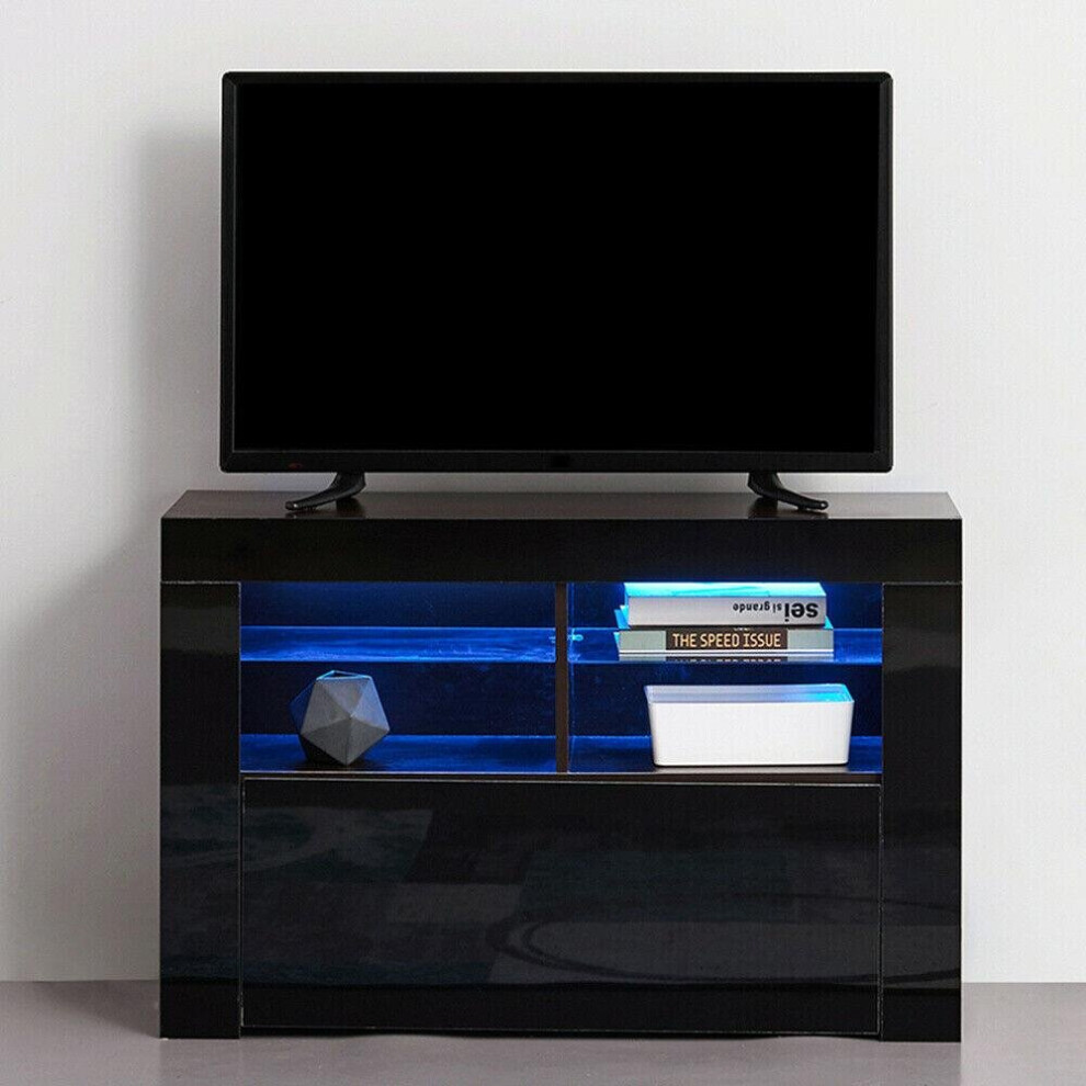 (LED TV STAND 100CM - BLACK) Hampton & Stewart High Glossy 16RGB Led TvUnit