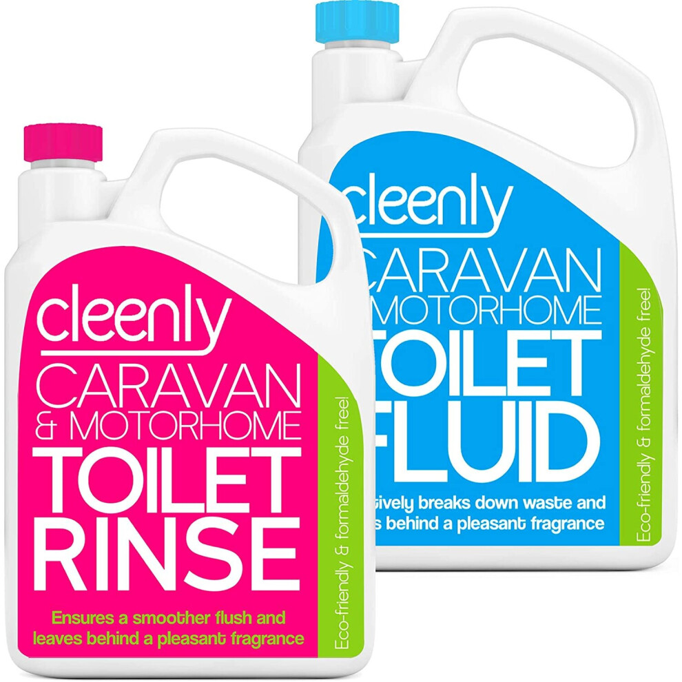 Cleenly Pink Chemical Toilet Rinse & Blue Chemical Toilet Fluid
