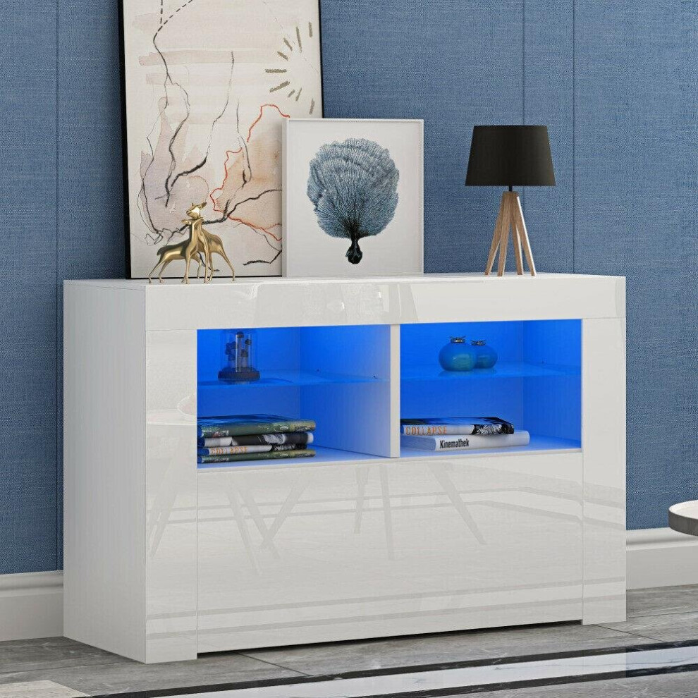 (LED TV STAND 100CM - WHITE) Hampton & Stewart High Glossy 16RGB Led TvUnit