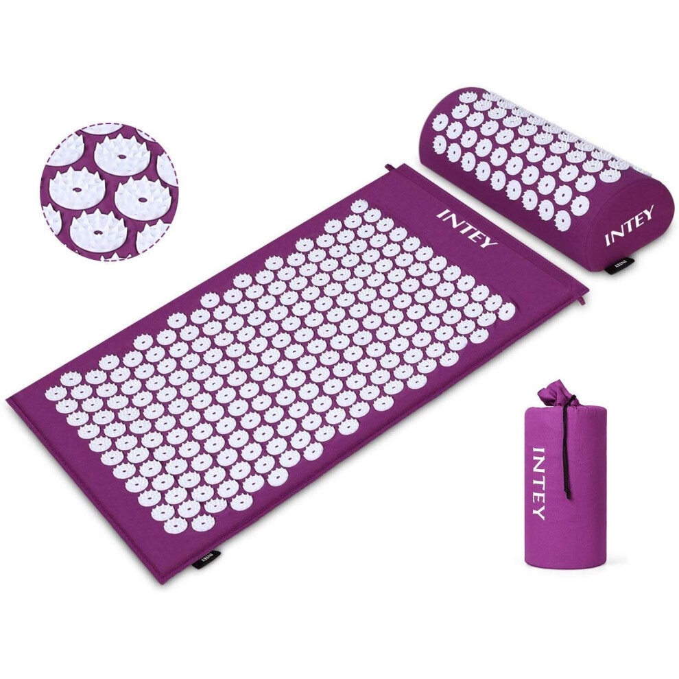 Intey (Purple) Acupressure Mat Pillow Set Massage Muscle Pain Relief Purple
