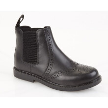 (12 Child UK) Roamers Twin Gusset Junior Boys Ankle Leather Boot Black