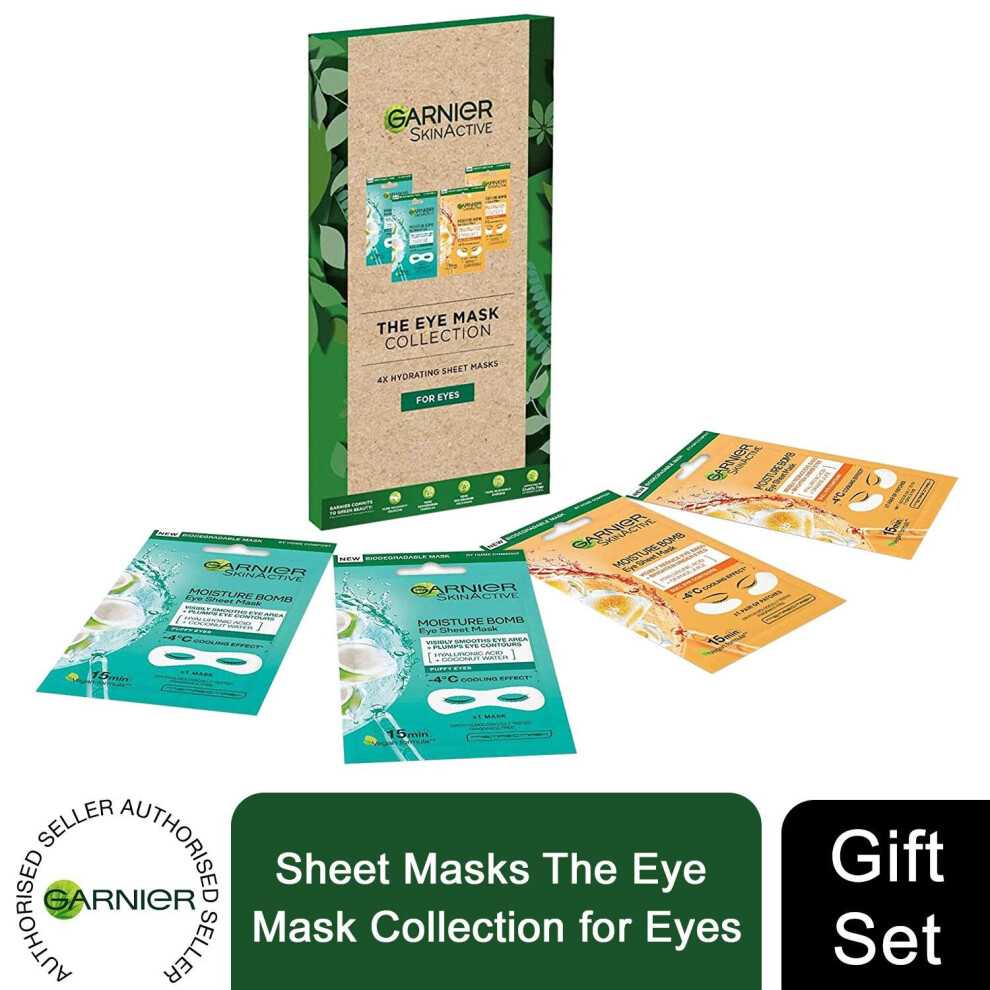 Garnier Skin Eye Mask Collection Gift Set with 4 Hydrating Eye Mask