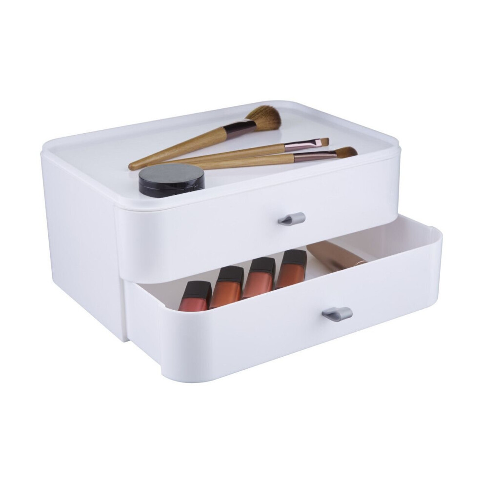 Premier Housewares 2 Drawer Cosmetics Organiser White