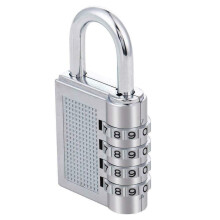(Silver, 1 pcs) 4 Digit Combination Padlock - Locker Luggage Lock